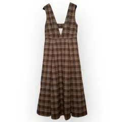 ジャンパースカート チェック ロングワンピース