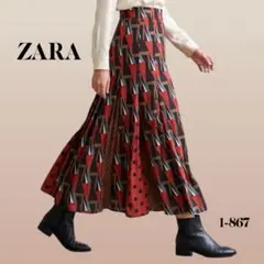ZARA WOMAN 幾何学柄マキシスカート ロング ドット柄切替 ＵＳＳのサムネイル