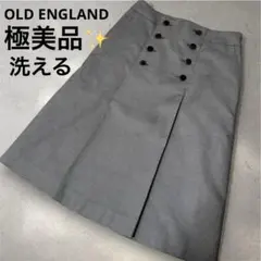 極美品✨オールドイングランド プリーツスカート チェック グレー ロゴ 洗える