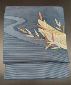 名古屋帯 洒落帯　高級　♢ 正絹　絽　流水　船　R414