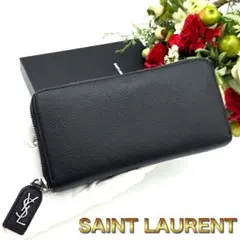 サンローラン YSL ラウンドファスナー レザー ブラック 長財布 S62のサムネイル