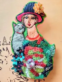 ポ*中様 ⑭S　ハンドメイド刺繍ビーズブローチ/キーホルダー