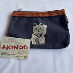 AKINDO 招き猫 ポーチ ネイビー