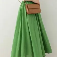 アーバンリサーチ ドアーズ　コットンギャザーフレアスカート　グリーン