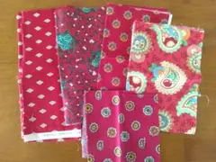 パッチワーク　布　赤系　花柄　他　⑩