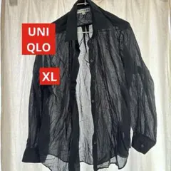 ユニクロINES DE LA FRESSANGE 黒 シアーシャツ 【XL】