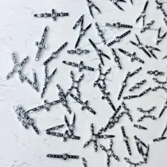 ネイルパーツ クールメタルシルバーMIX 15pcs