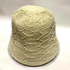レディースベージュ 網目模様 バケットハット 新品