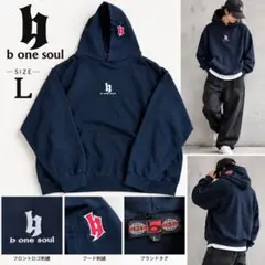 b one soul ビーワンソウル 刺繍ロゴ プルオーバーパーカー L