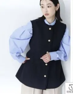 【美品】スプリングツイードペプラムジレ NATURAL BEAUTY BASIC