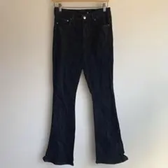 H&M ハイウエスト ミニフレア デニム ブラック 30/32 ブーツカット