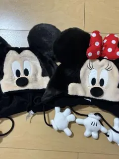 ミッキー・ミニー 耳付きファー帽子　ファンキャップ