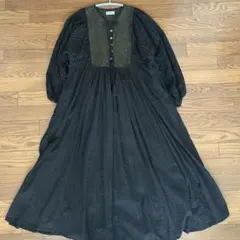 saruche コットンレース袖 前ボタンヨークワンピース　黒　春服 春割】ヨークレースワンピース – 子供服通販の ever closet
