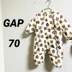 【GAP】 ベビー 70 ジャンプスーツ クマ柄 中綿 防寒 カバーオール 冬