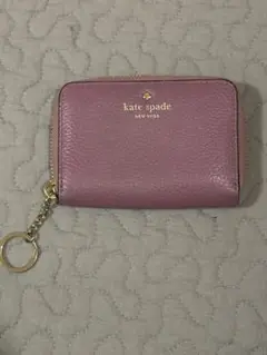値下げ　kate spade パープル レザー カードケース