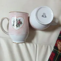 Floral ハート型花柄マグカップ中古品
