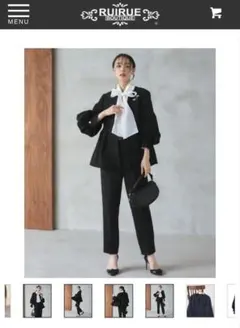 RUIRUE BOUTIQUE ノーカラーツイードペプラムパンツスーツ　パンツ