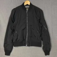 ALPHA ブラック MA-1 裏地カモフラージュ フライトジャケット アルファ