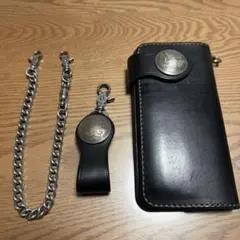 トイズマッコイ レザーウォレット 財布 ウォレットチェーン ブラック