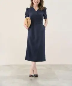 美品】kay me ケイミー ヴィーナス ドレープ ワンピース ネイビー 手洗