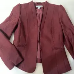H&M ノーカラージャケット ボルドー 花柄ジャガードのサムネイル