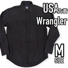 USA古着●Wrangler 無地ウエスタンシャツ 無地シャツ M
