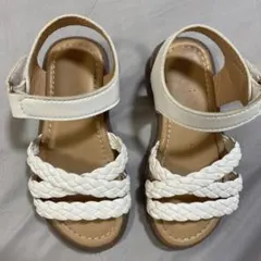 ホワイト編み込みストラップサンダル 14 cm