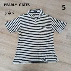 PEARLY GATES ボーダーリネン ポロシャツ サイズ5のサムネイル