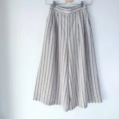 シネマクラブ ワイドパンツ ガウチョ M ストライプ ライトベージュ