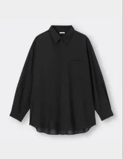 【新品】 GU シアーオーバーサイズシャツ 黒 ブラック S