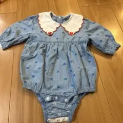 cottoli 襟付きロンパース 青のハート柄 80cm