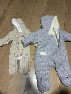 ベージュ フード付きコットンアウター 60、70〜80 2個セット