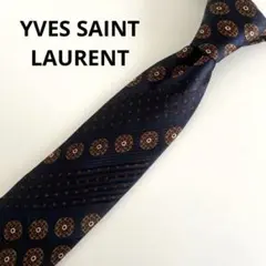 YVES SAINT LAURENT ネクタイ 小紋柄 ネイビー 高級