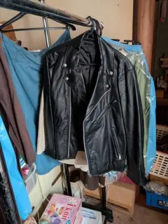 ブラック レザー ダブルライダースジャケット