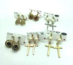 未使用新品　パール クロスデザイン イヤリング セット　まとめ売り　5個セット