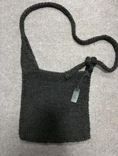 ANGLOイギリス製　編み込みショルダーバッグ黒　メッシュレザー