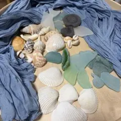 貝殻　シーグラス　テーブルランナー