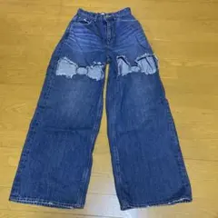EVRISエヴリス ダメージ・ワイドデニムパンツS美品のサムネイル