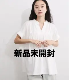 LE CERCLE par rope' ドライ天竺スキッパーギャザーTシャツ