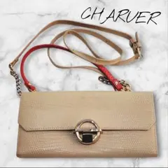 m*.様 中古美品【CHARUER】シャルエ チェーンショルダーウォレット 型押