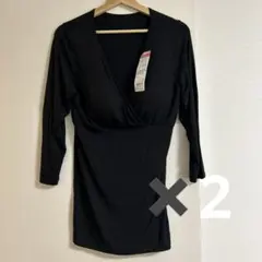 マタニティ　長袖インナー　ファイバーヒート　　マタニティインナー　2点セット