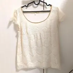 【ロペピクニック】ホワイト　半袖レーストップス　レディース