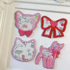 アイロンワッペン　アップリケ　リバティ　特別セット　ねこ　バンビ　りぼん