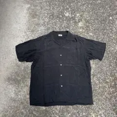 80s vintage JUNMEN オープンカラーシャツ レーヨンシャツ 黒