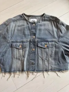ZARA ライトブルー クロップドデニムジャケット