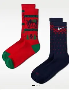 25-27CM. NIKE ソックス 2足セット クリスマス柄1531のサムネイル