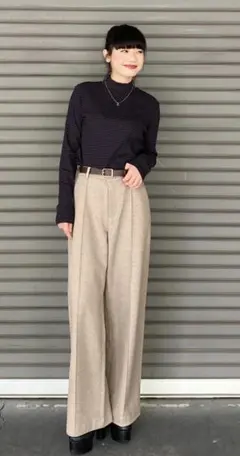 『値下げ中』ユニクロUNIQLO ブラッシュドジャージーワイドパンツM ベージュ