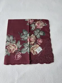 LAURA ASHLEY ローラアシュレイ ハンカチ バラ柄 レース付きのサムネイル