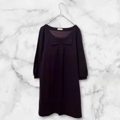【大特価‼️】アナトリエ ワンピース ひざ丈 フレア 長袖 リボン きれいめ