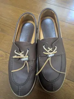 美品✨ ルイヴィトン モノグラム デッキシューズ メンズ 25.5cm相当 ルイヴィトン デッキシューズ 革靴 ワインレッド ボルドー 赤系 25.5